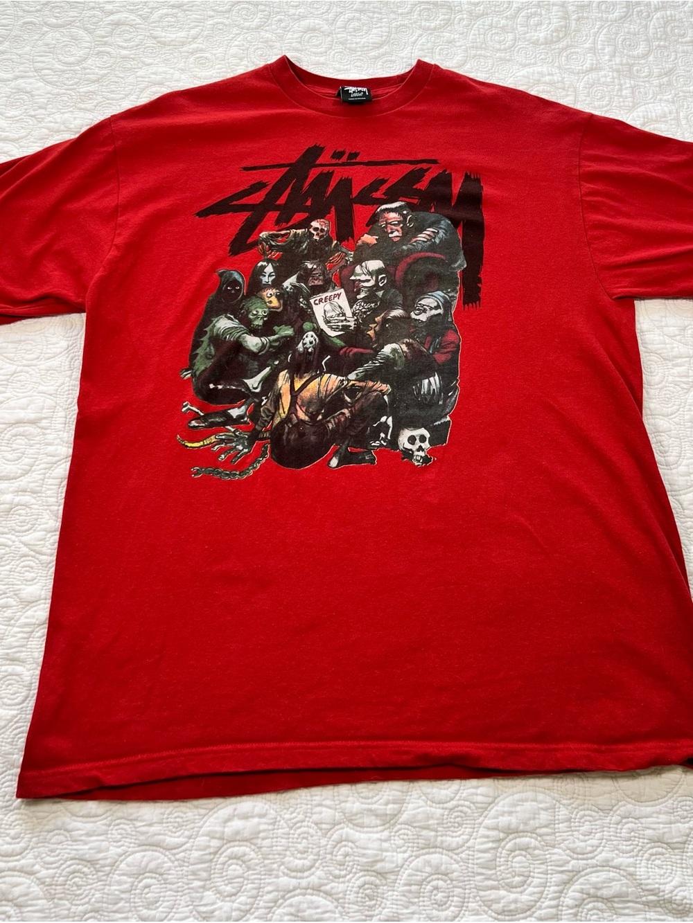 stussy x creepy collab Large shirt horror goth grunge rare y2k Halloween red